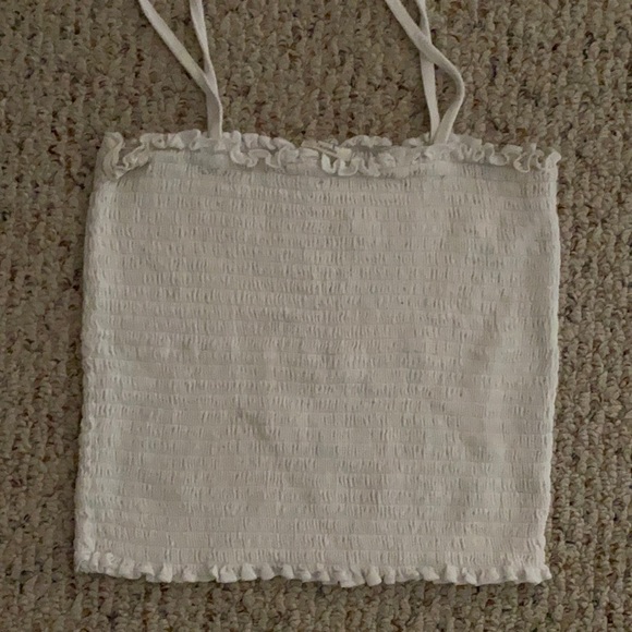 Brandy Melville ruffled white tank top